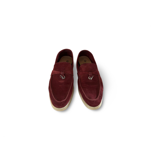 Loro Piana Suede Summer Charms Walk Burgundy Size 37.5