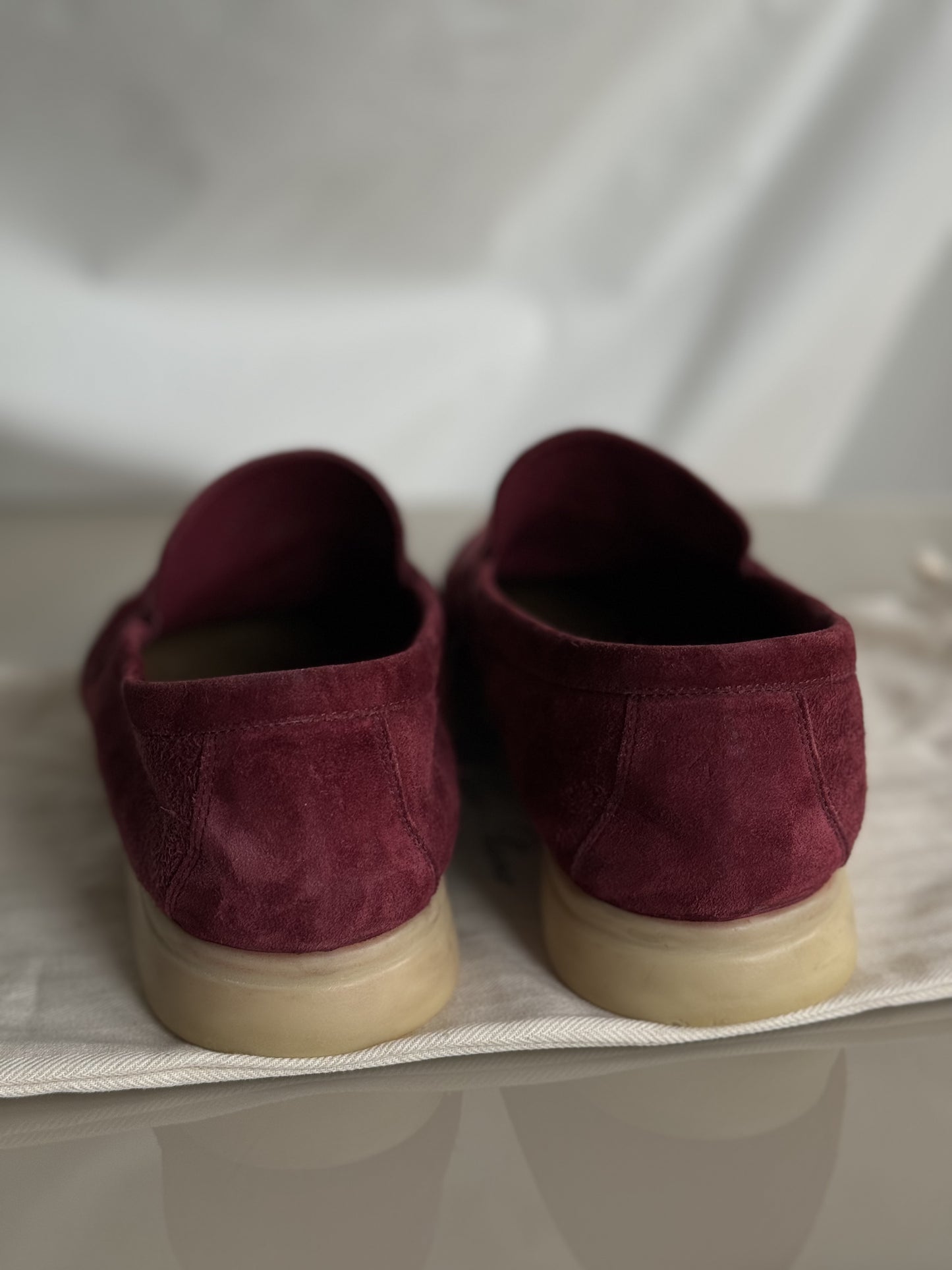 Loro Piana Suede Summer Charms Walk Burgundy Size 37.5