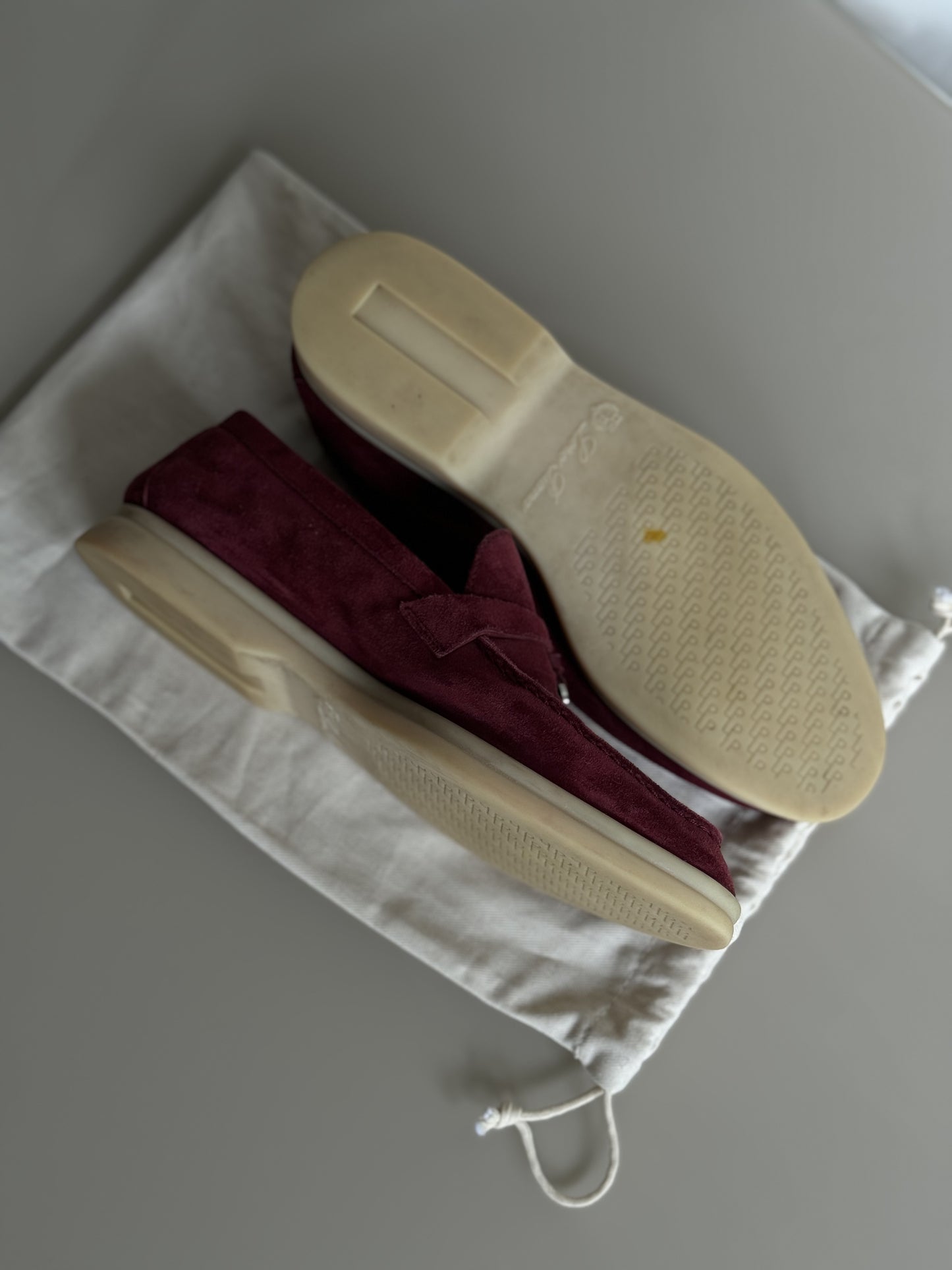 Loro Piana Suede Summer Charms Walk Burgundy Size 37.5