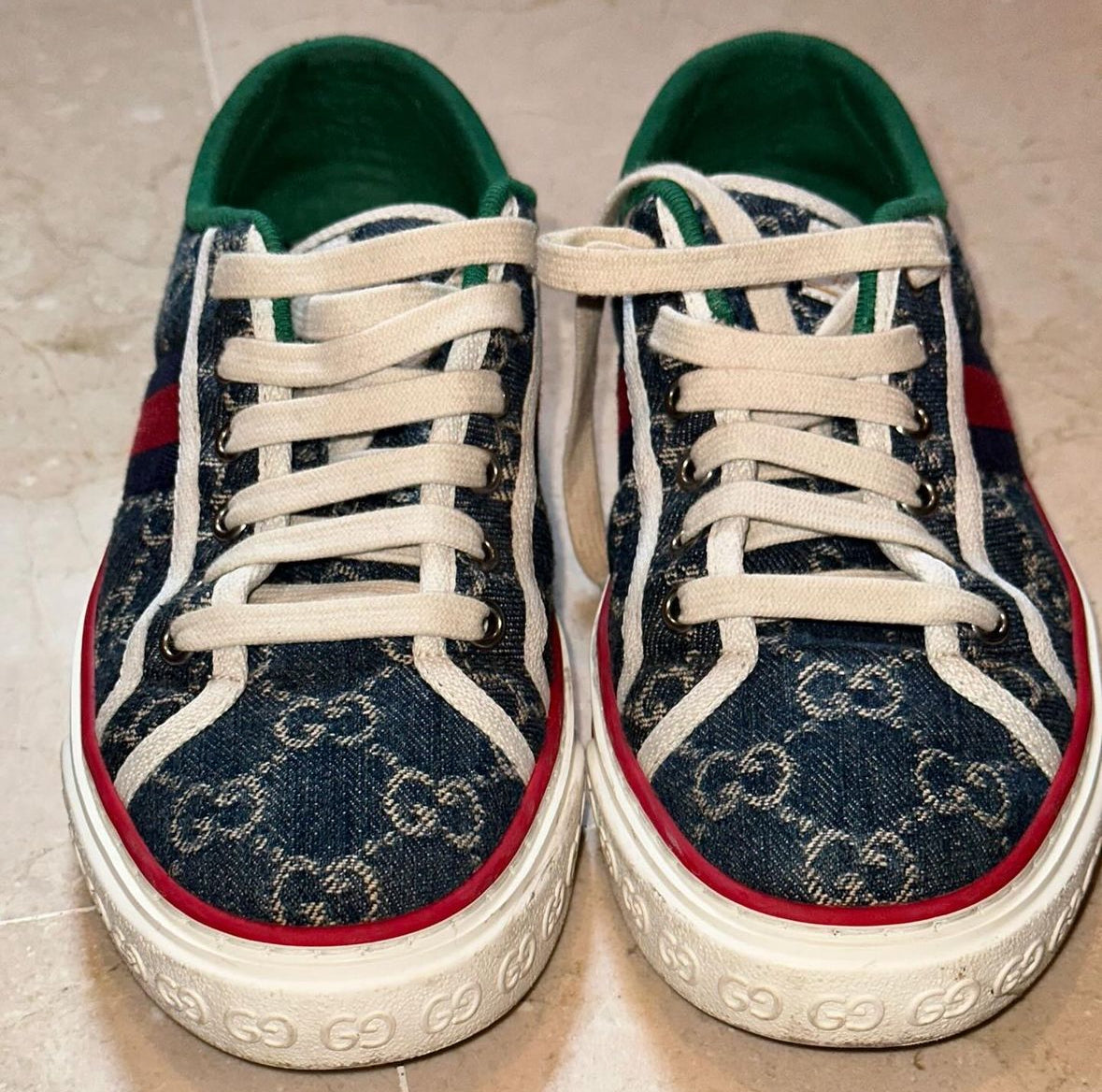 Gucci Trainer Tennis 1977 Blue Denim Sneakers Size 37.5