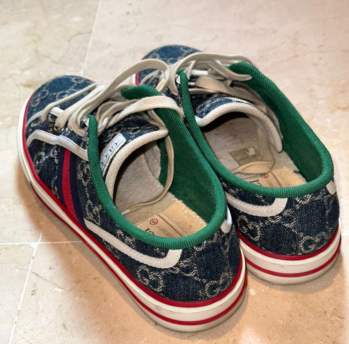 Gucci Trainer Tennis 1977 Blue Denim Sneakers Size 37.5